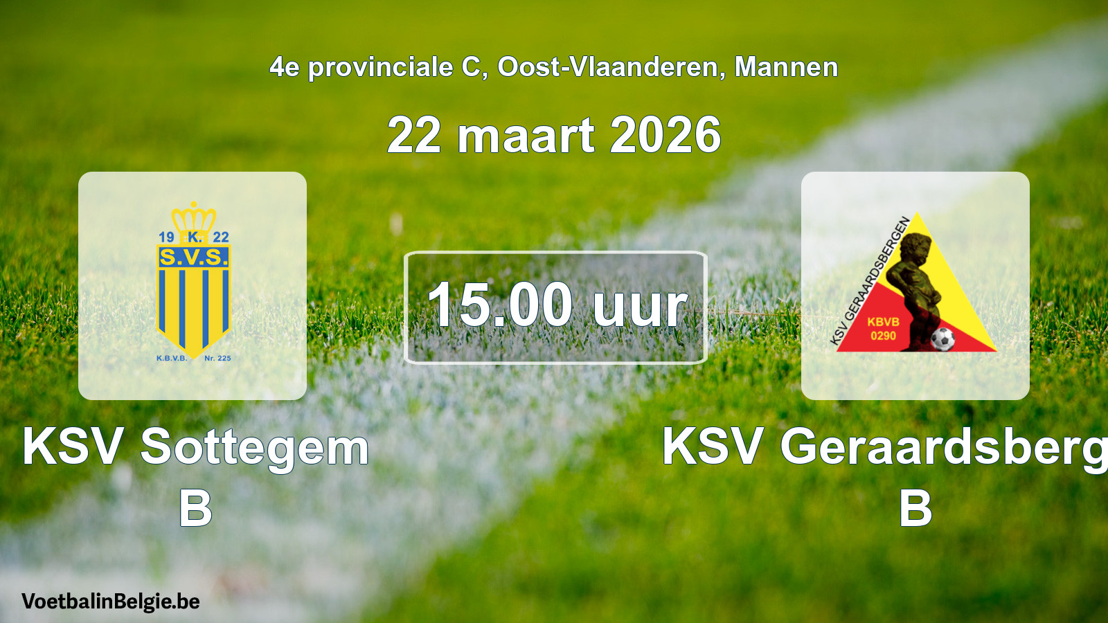 Scheduled match men football: KSV Sottegem B - KSV Geraardsbergen B (22 March 2026)