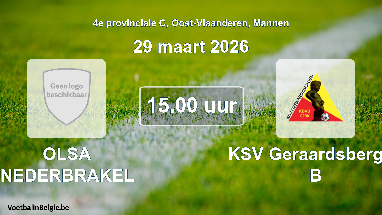Scheduled match men football: OLSA NEDERBRAKEL - KSV Geraardsbergen B (29 March 2026)