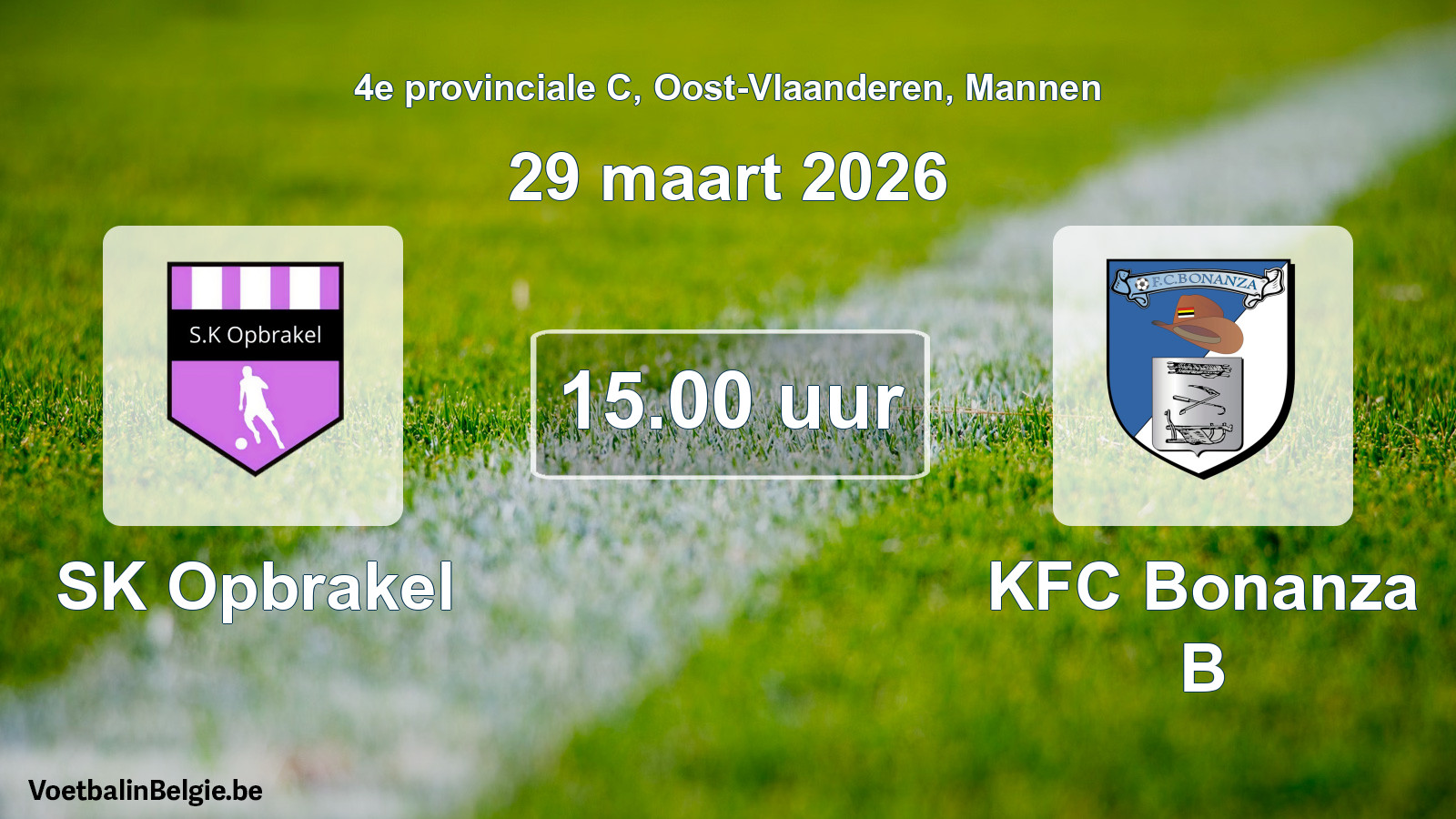 Scheduled match men football: SK Opbrakel - KFC Bonanza B (29 March 2026)