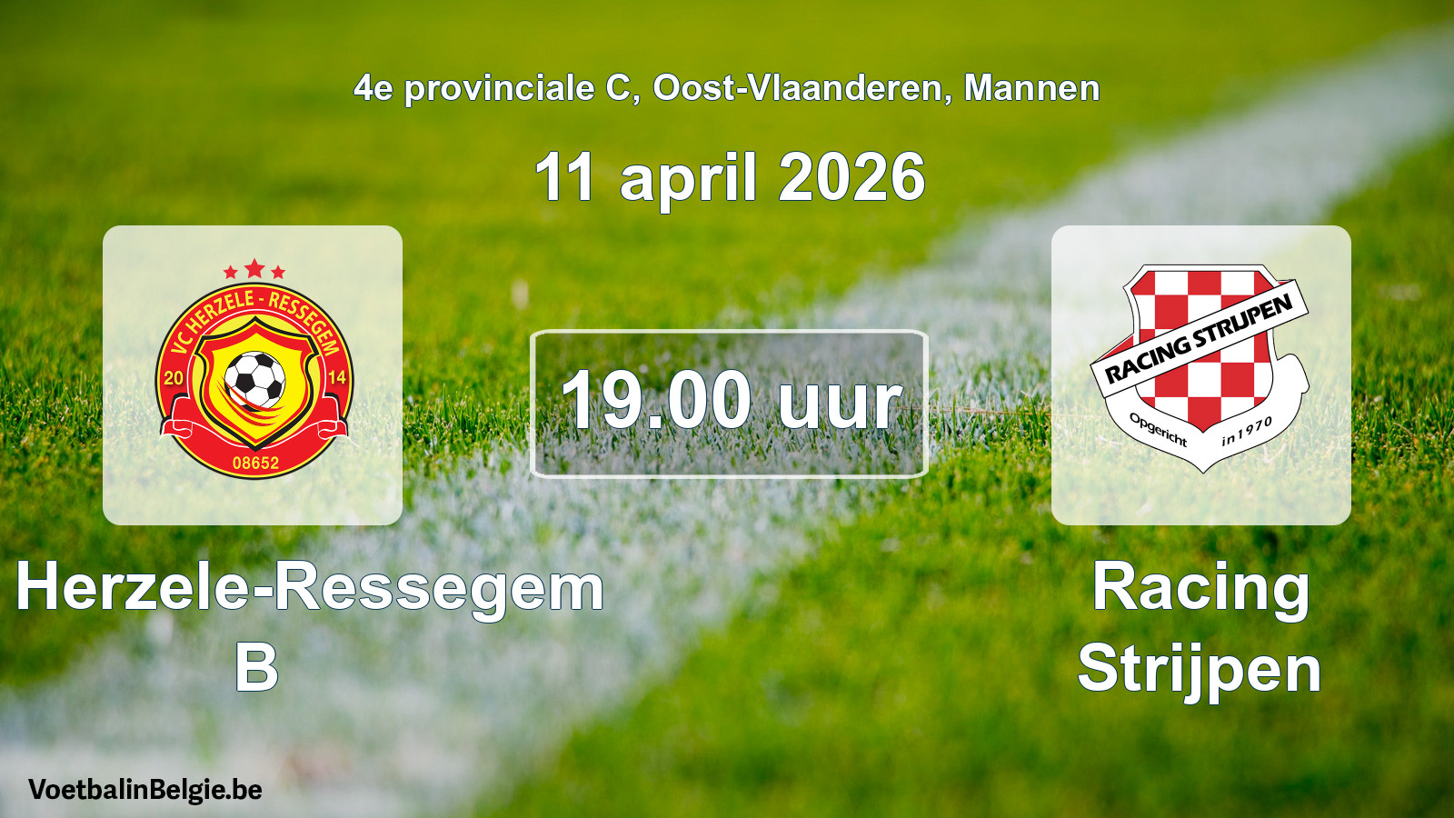 Scheduled match men football: VC Herzele-Ressegem B - Racing Strijpen (11 April 2026)