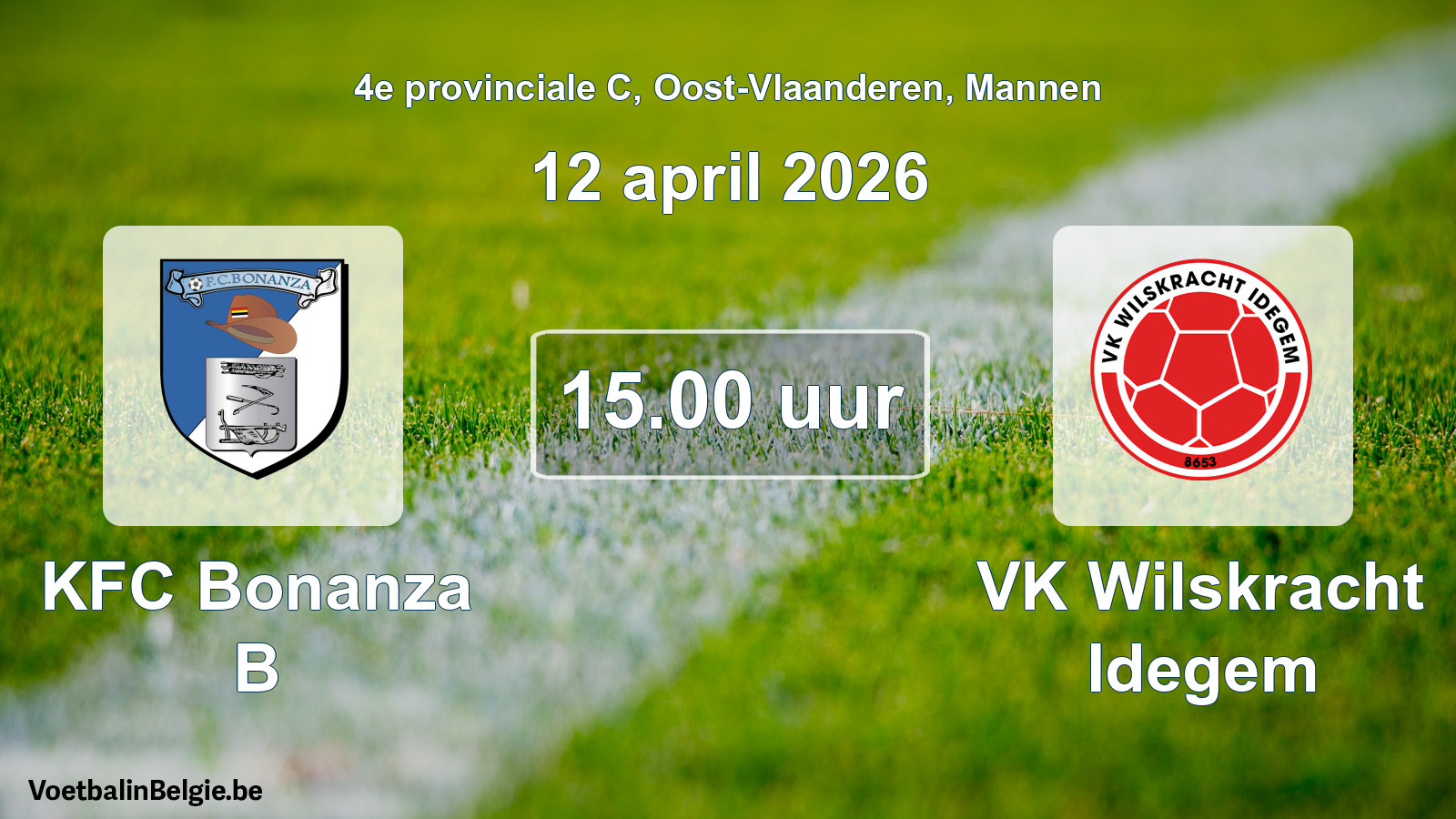 Scheduled match men football: KFC Bonanza B - VK Wilskracht Idegem (12 April 2026)