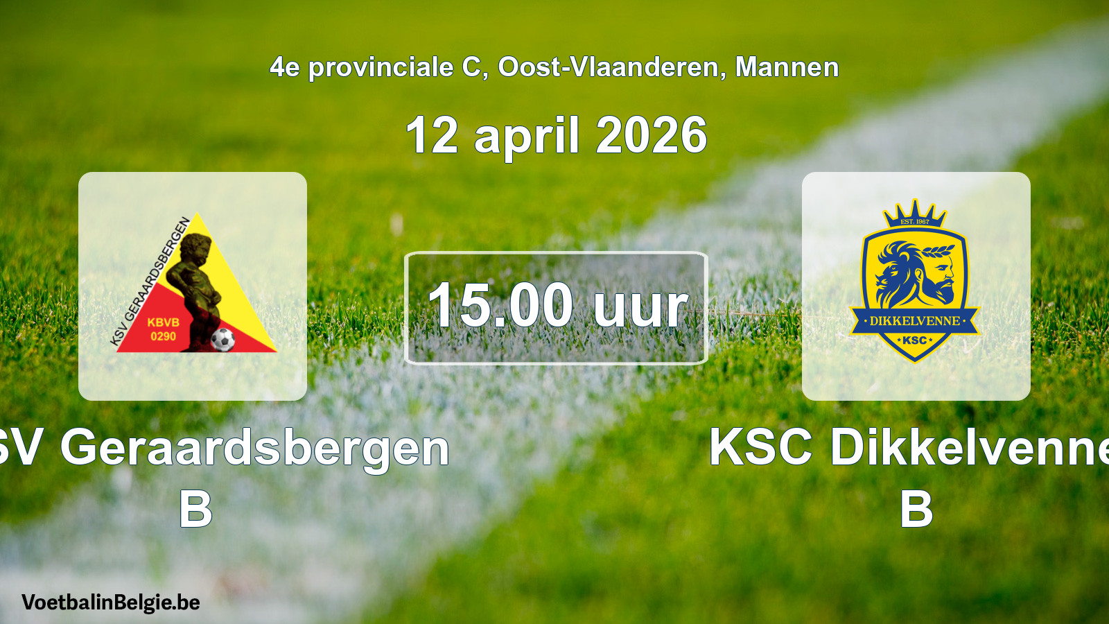 Scheduled match men football: KSV Geraardsbergen B - KSC Dikkelvenne B (12 April 2026)