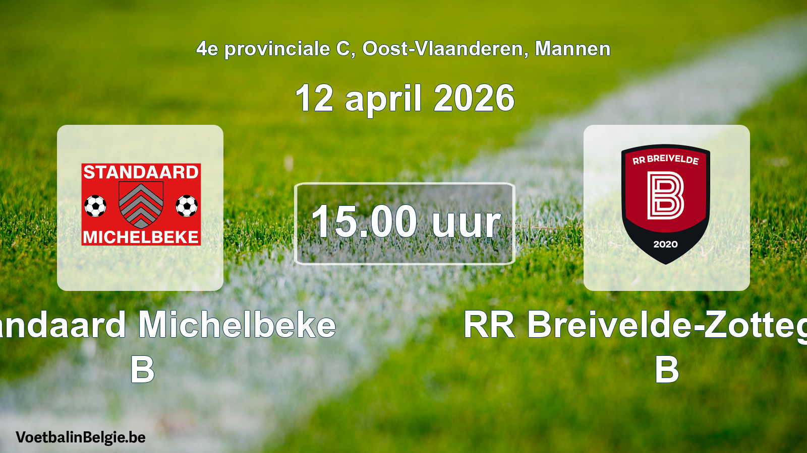 Scheduled match men football: Standaard Michelbeke B - RR Breivelde-Zottegem B (12 April 2026)