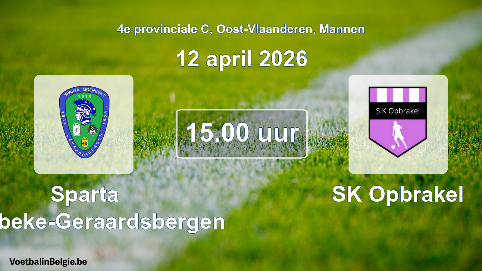 Scheduled match men football: Sparta Moerbeke-Geraardsbergen - SK Opbrakel (12 April 2026)