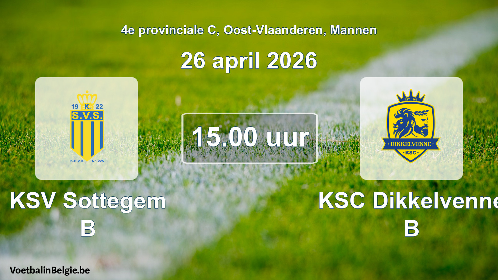 Scheduled match men football: KSV Sottegem B - KSC Dikkelvenne B (26 April 2026)
