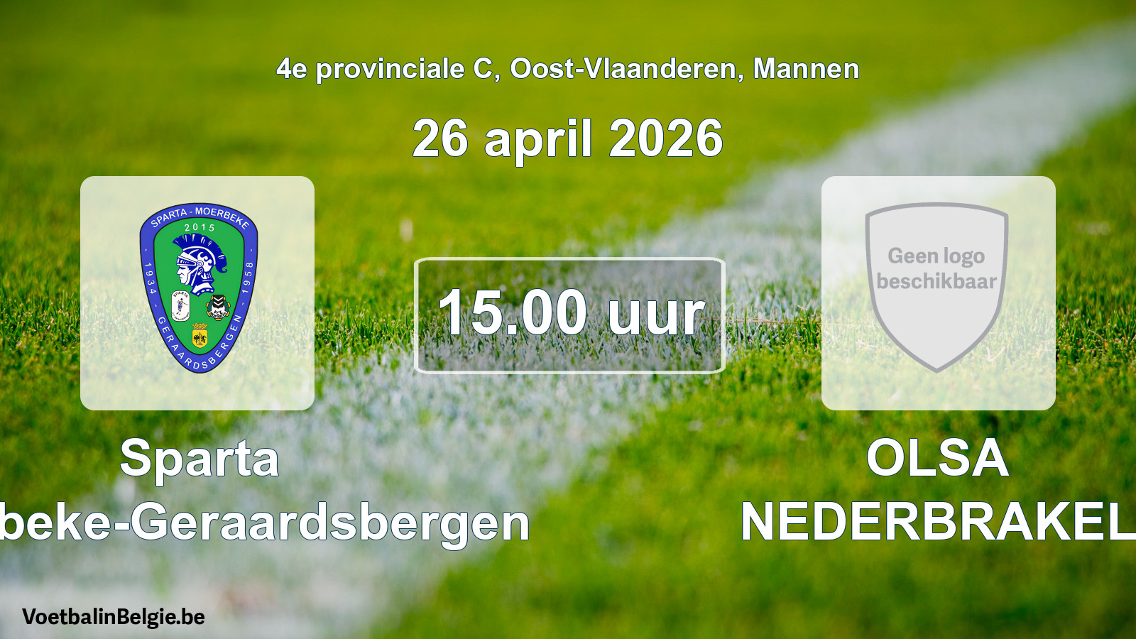 Geplande wedstrijd mannenvoetbal: Sparta Moerbeke-Geraardsbergen - OLSA NEDERBRAKEL (26 april 2026)