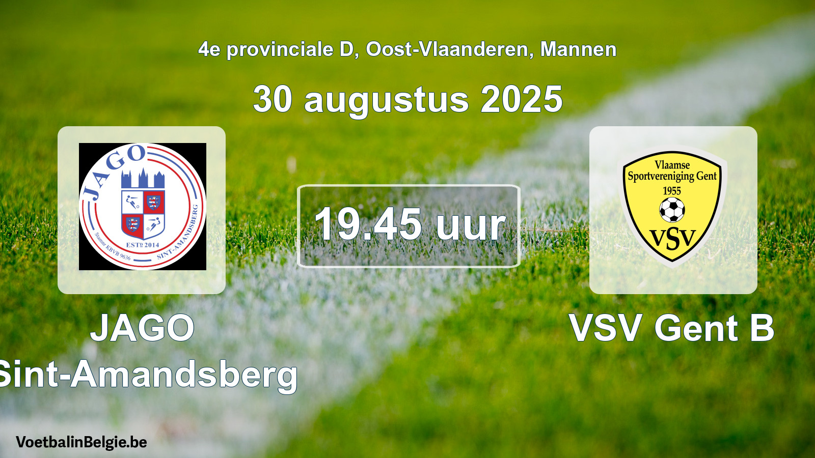 Scheduled match men football: JAGO Sint-Amandsberg - VSV Gent B (30 August 2025)