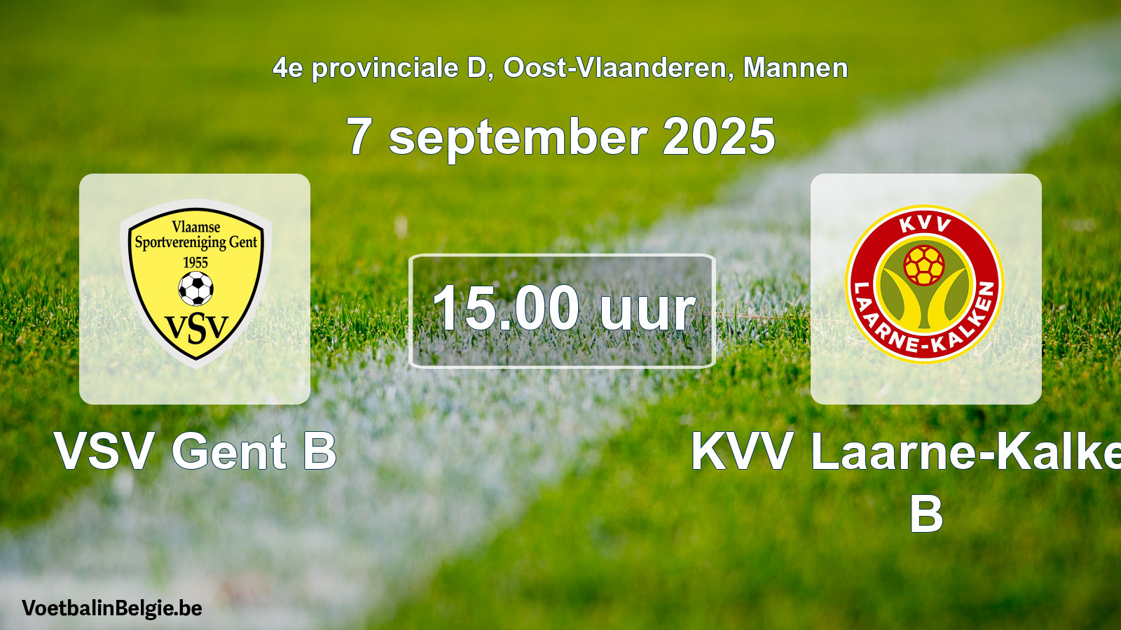 Geplande wedstrijd mannenvoetbal: VSV Gent B - KVV Laarne-Kalken B (7 september 2025)