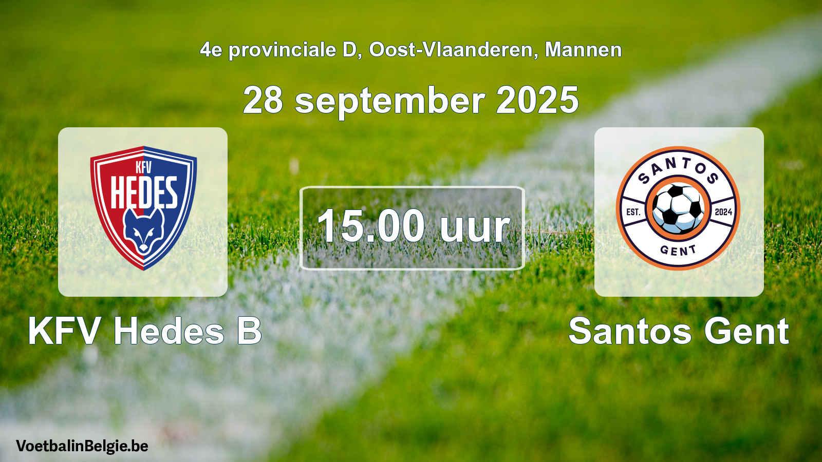Scheduled match men football: KFV Hedes B - Santos Gent (28 September 2025)