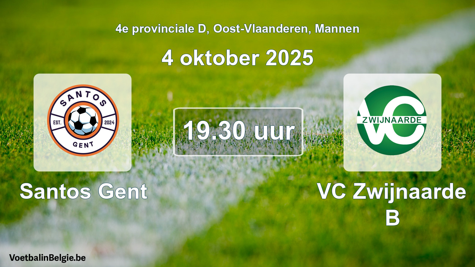 Scheduled match men football: Santos Gent - VC Zwijnaarde B (4 October 2025)