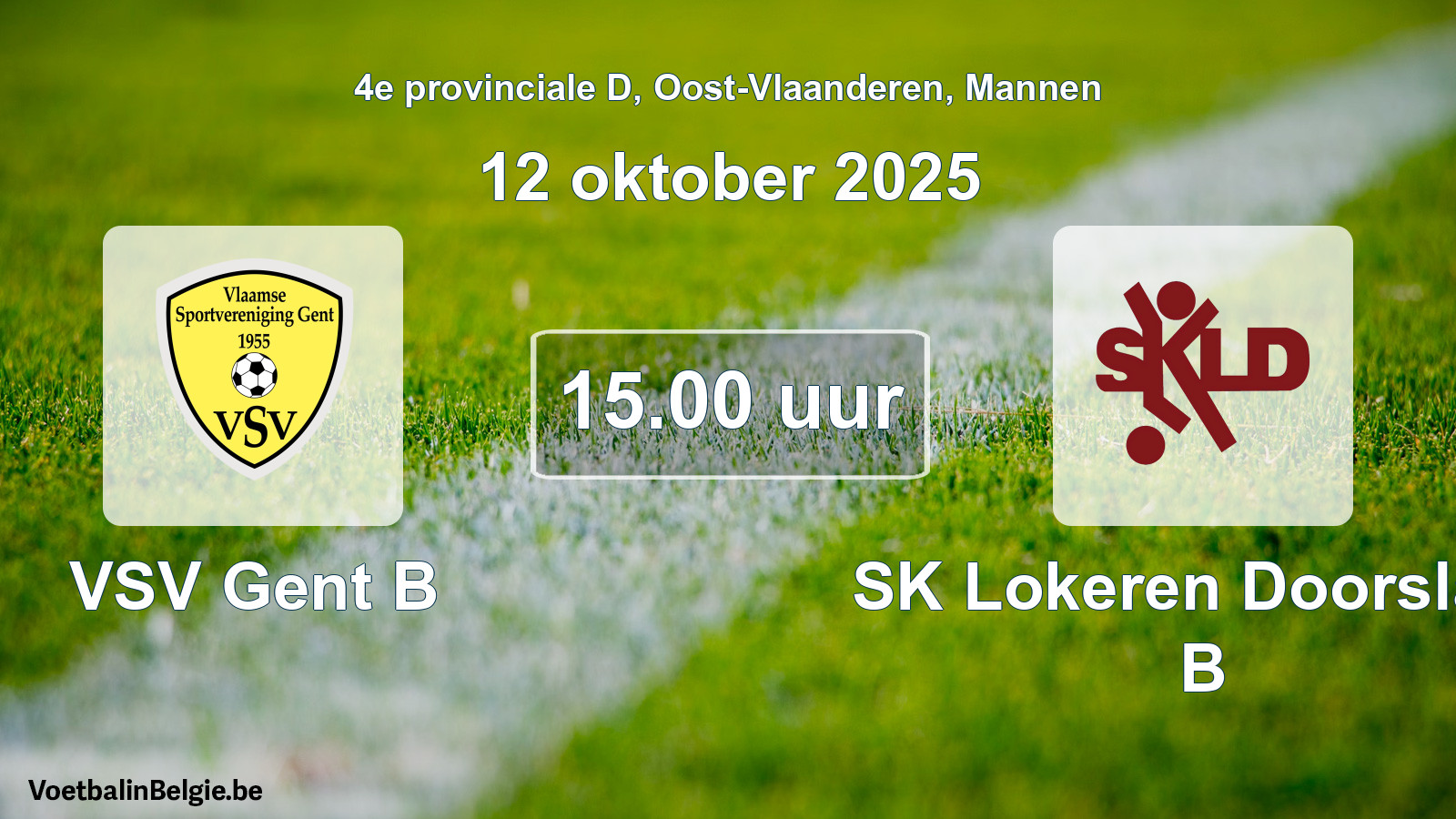 Scheduled match men football: VSV Gent B - SK Lokeren Doorslaar B (12 October 2025)