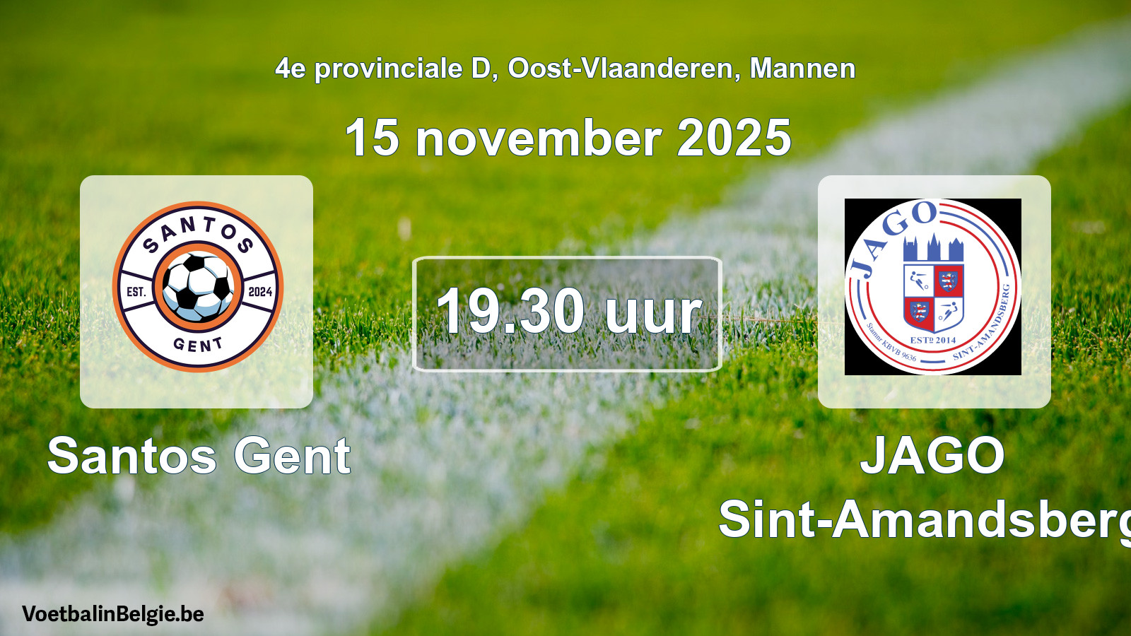 Scheduled match men football: Santos Gent - JAGO Sint-Amandsberg (15 November 2025)