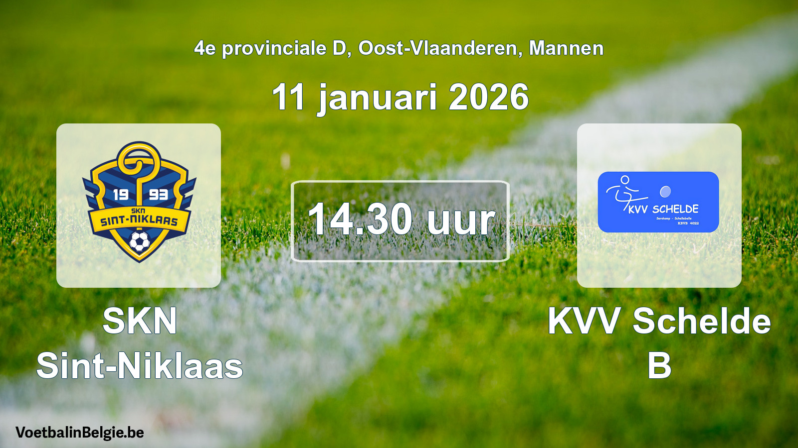 Scheduled match men football: SKN Sint-Niklaas - KVV Schelde B (11 January 2026)