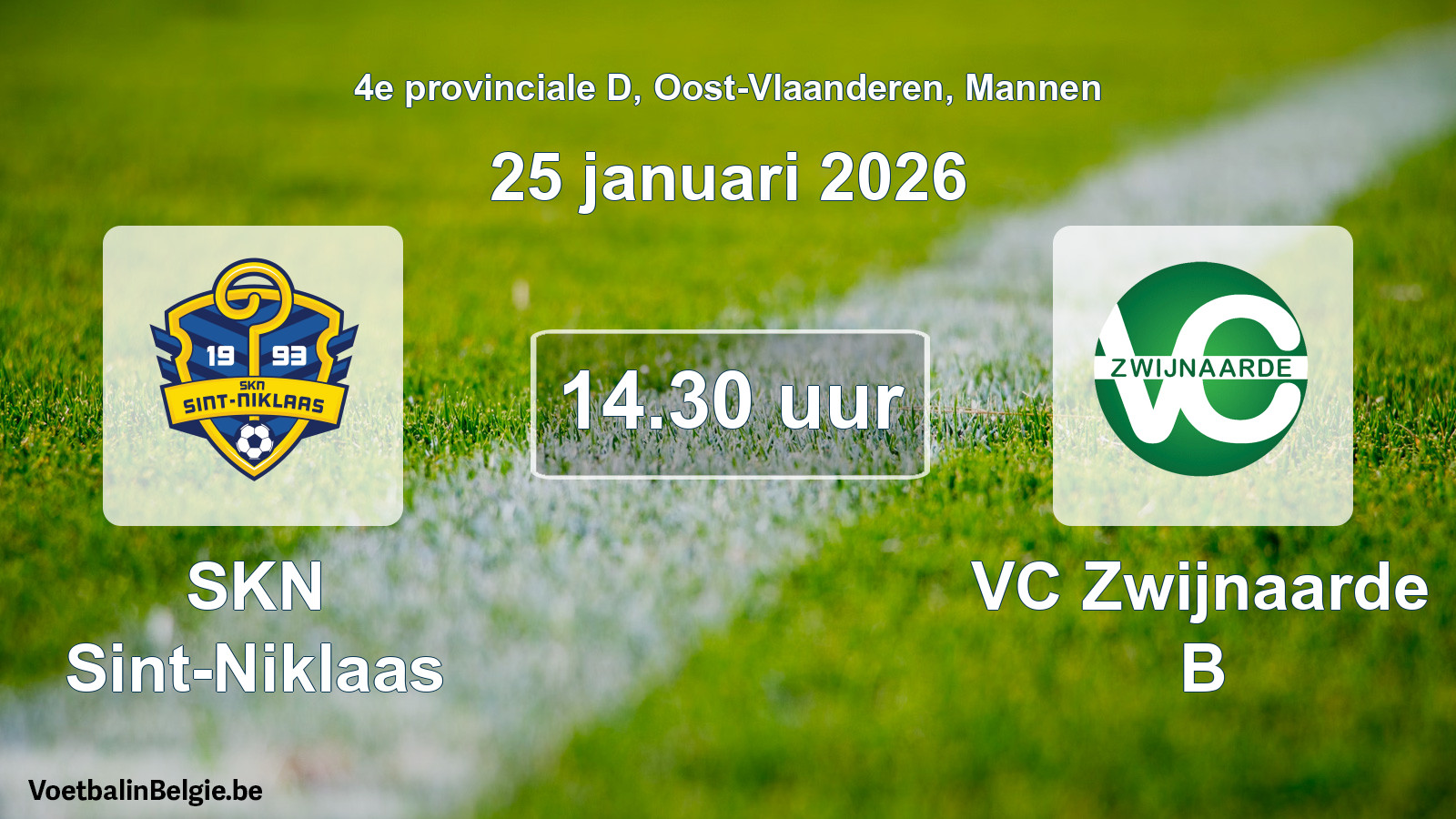 Scheduled match men football: SKN Sint-Niklaas - VC Zwijnaarde B (25 January 2026)