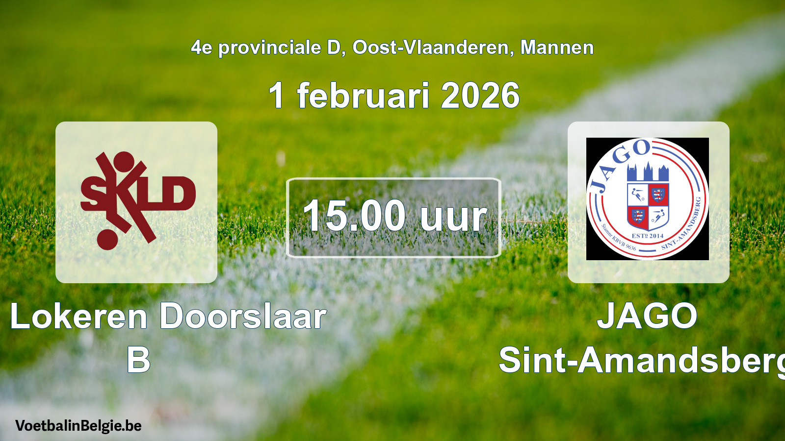Geplantes Spiel männer-Fußball: SK Lokeren Doorslaar B - JAGO Sint-Amandsberg (1 Februar 2026)