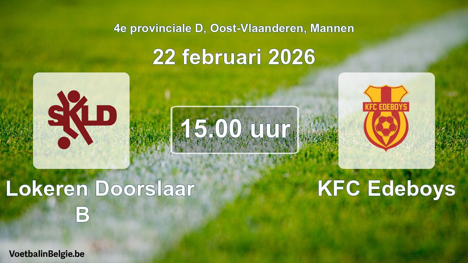 Scheduled match men football: SK Lokeren Doorslaar B - KFC Edeboys (22 February 2026)