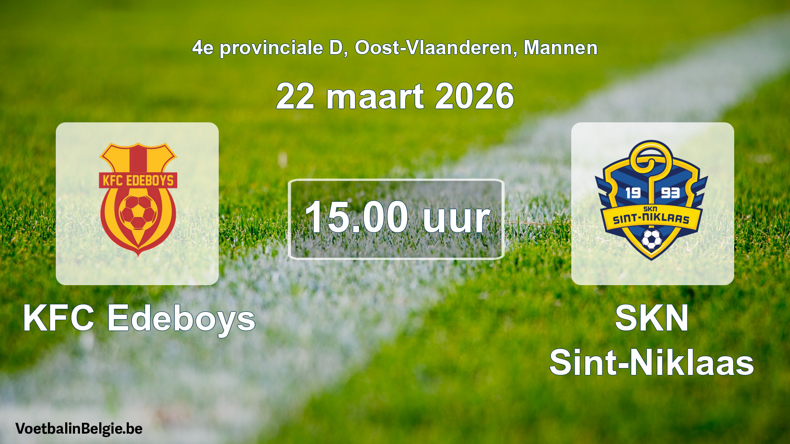 Scheduled match men football: KFC Edeboys - SKN Sint-Niklaas (22 March 2026)