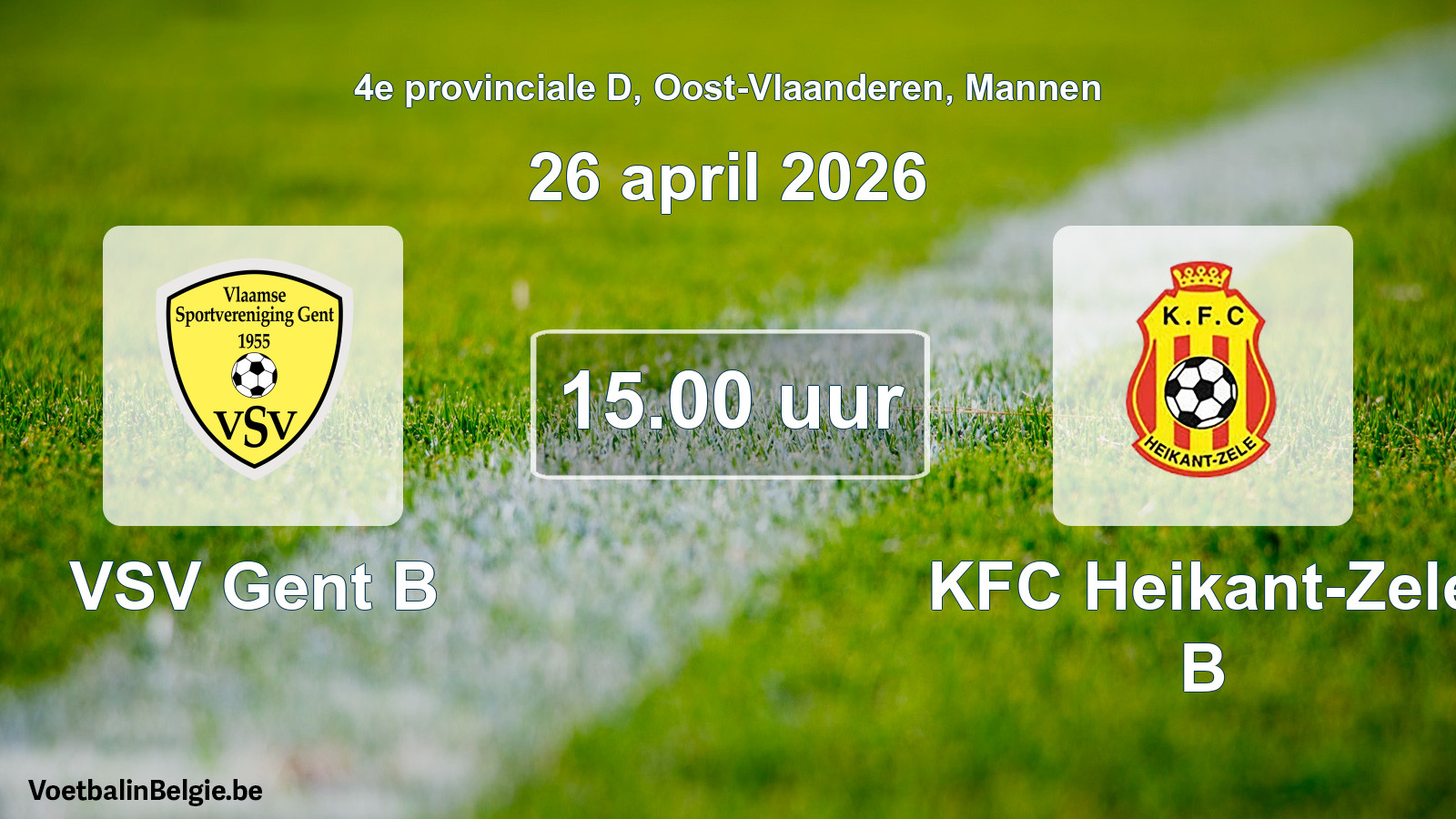 Scheduled match men football: VSV Gent B - KFC Heikant-Zele B (26 April 2026)