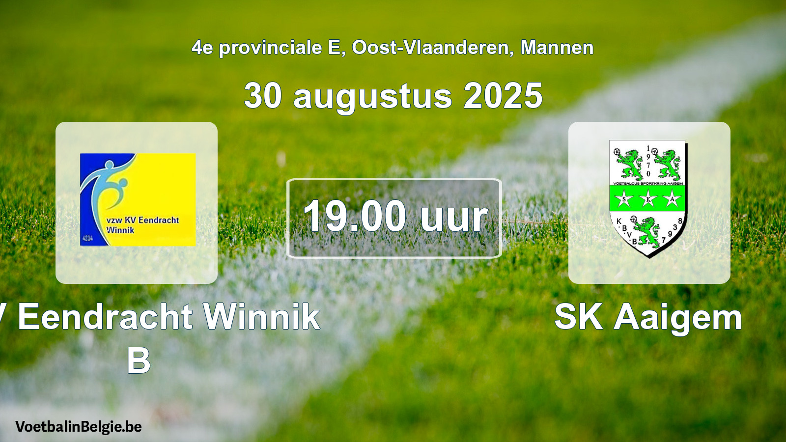 Geplande wedstrijd mannenvoetbal: KV Eendracht Winnik B - SK Aaigem (30 augustus 2025)