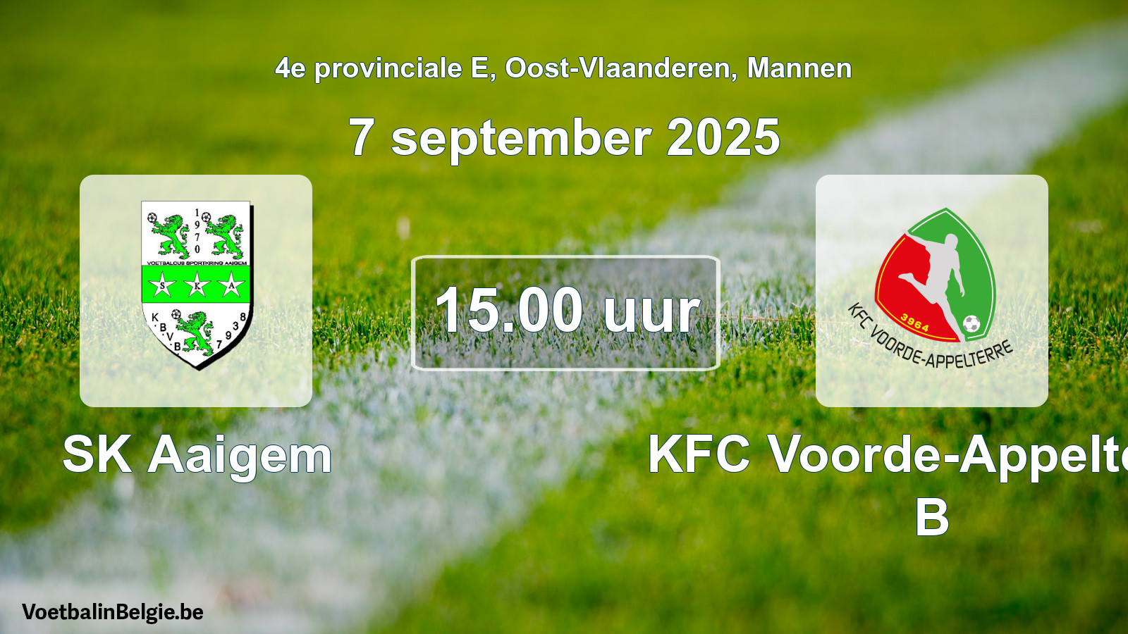 Scheduled match men football: SK Aaigem - KFC Voorde-Appelterre B (7 September 2025)