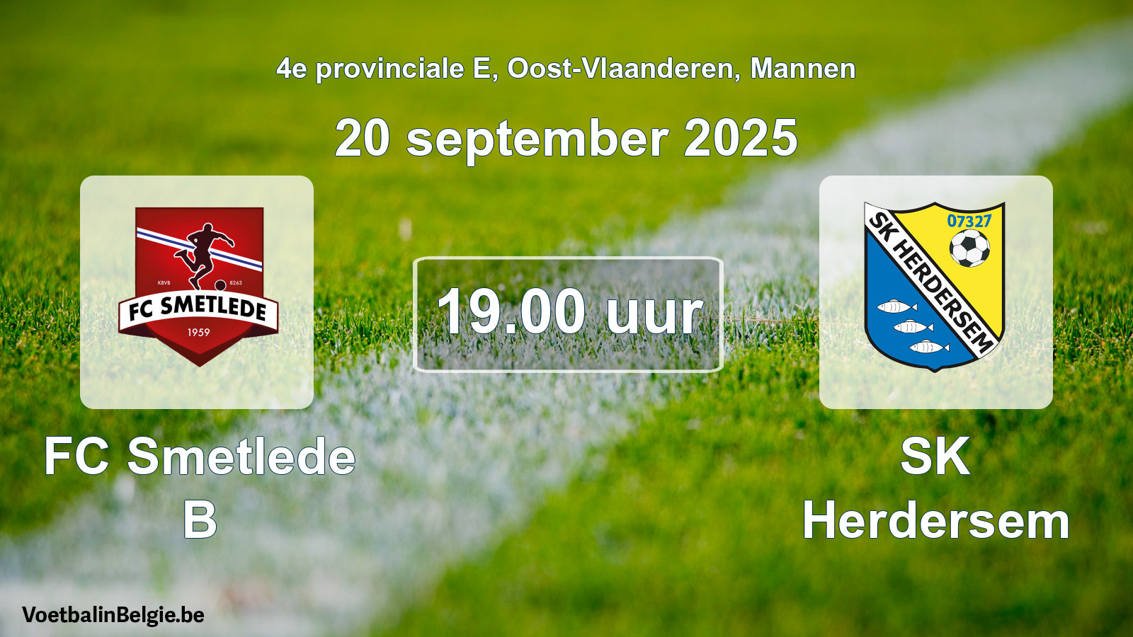 Scheduled match men football: FC Smetlede B - SK Herdersem (20 September 2025)