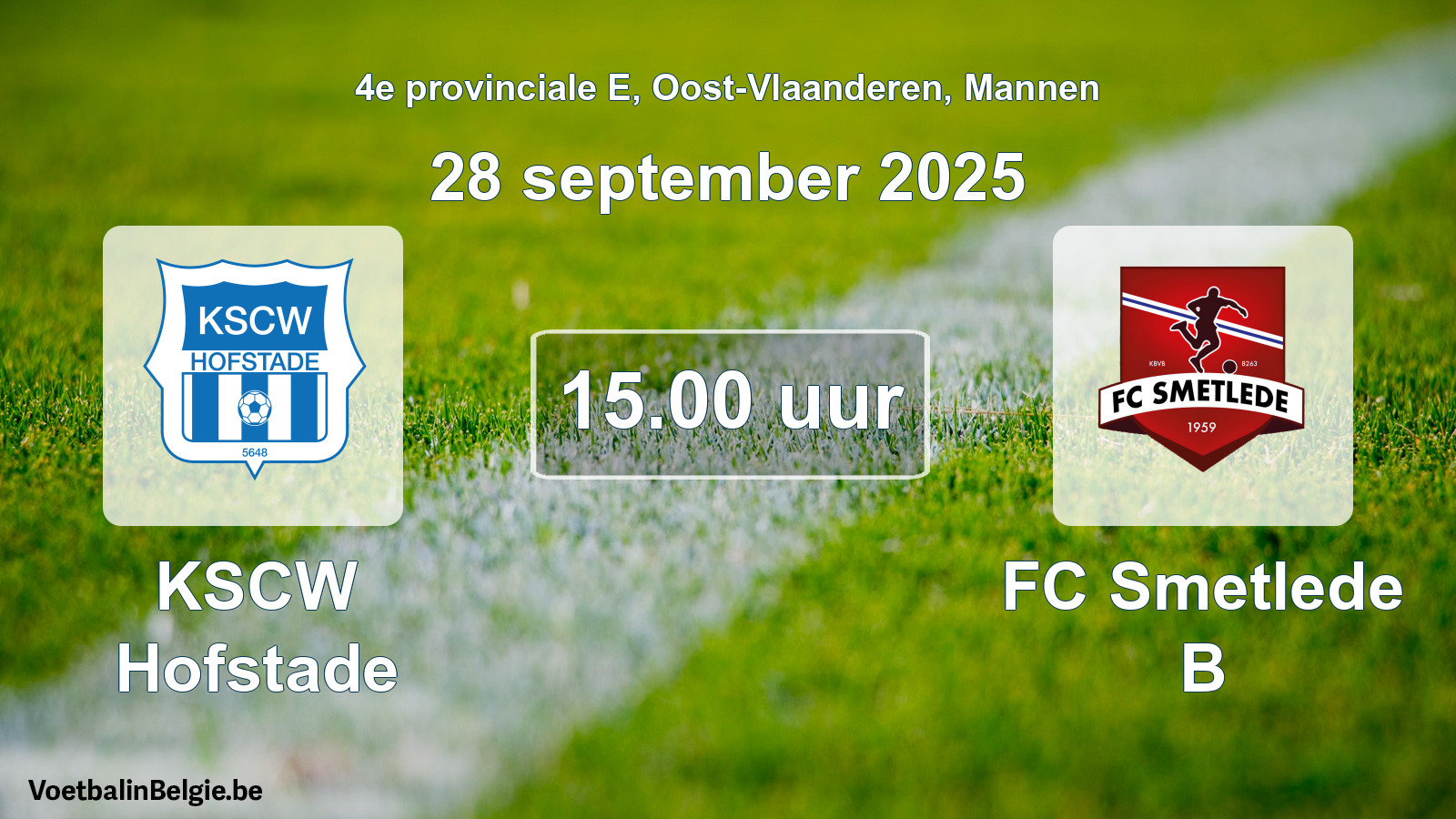 Scheduled match men football: KSCW Hofstade - FC Smetlede B (28 September 2025)
