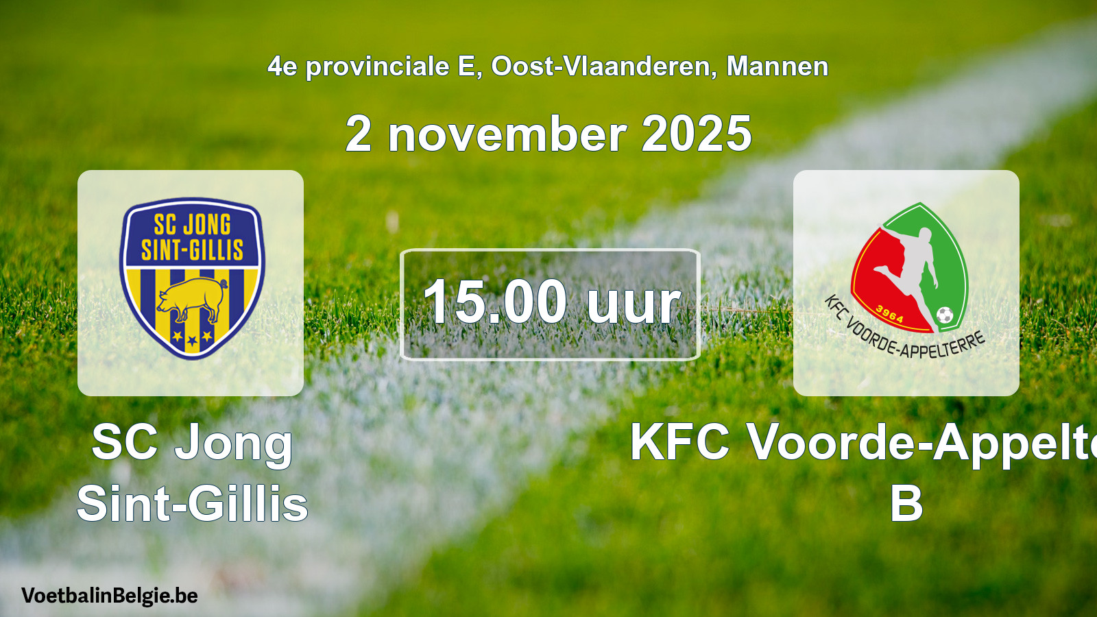 Scheduled match men football: SC Jong Sint-Gillis - KFC Voorde-Appelterre B (2 November 2025)