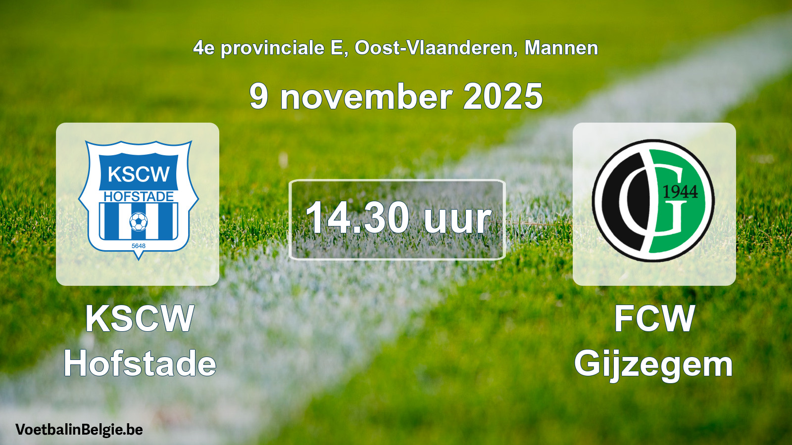 Scheduled match men football: KSCW Hofstade - FCW Gijzegem (9 November 2025)