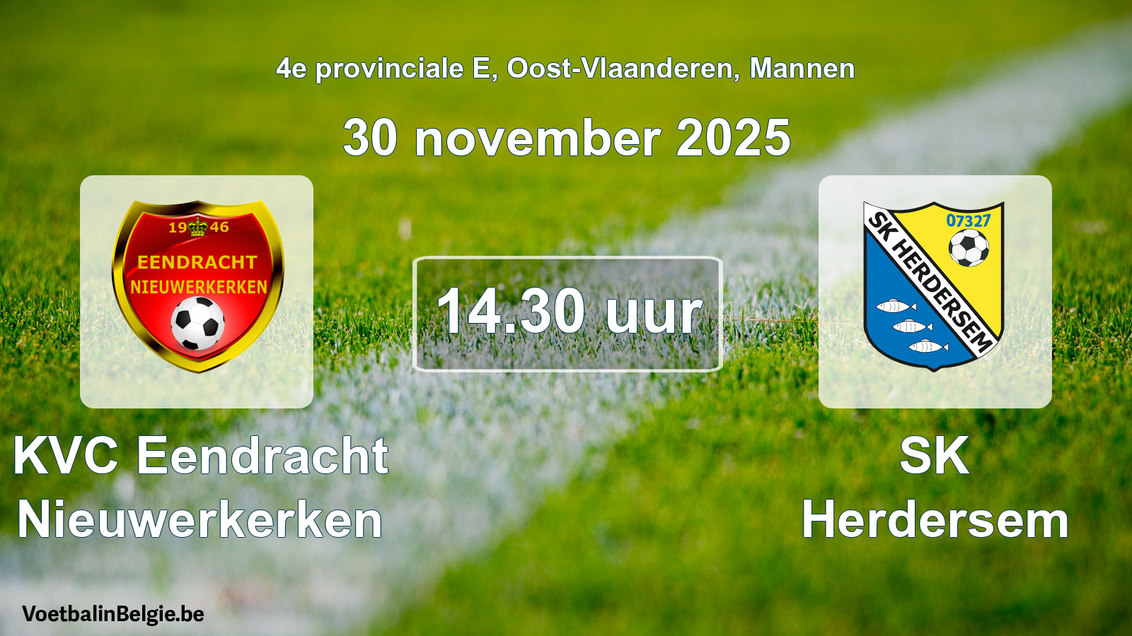 Geplantes Spiel männer-Fußball: KVC Eendracht Nieuwerkerken - SK Herdersem (30 November 2025)