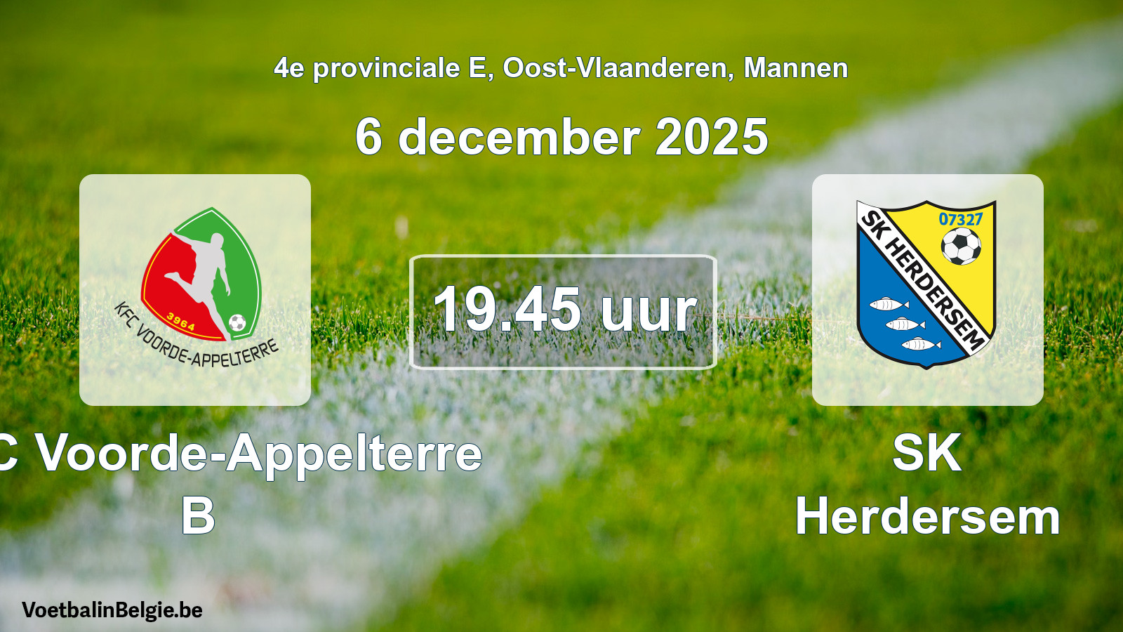Scheduled match men football: KFC Voorde-Appelterre B - SK Herdersem (6 December 2025)