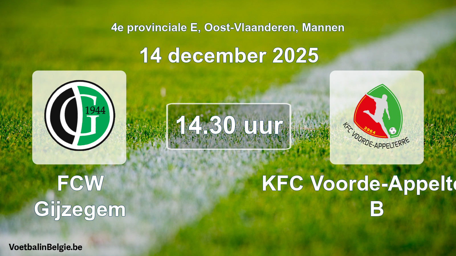 Scheduled match men football: FCW Gijzegem - KFC Voorde-Appelterre B (14 December 2025)