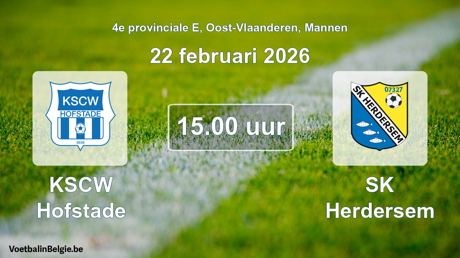 Scheduled match men football: KSCW Hofstade - SK Herdersem (22 February 2026)