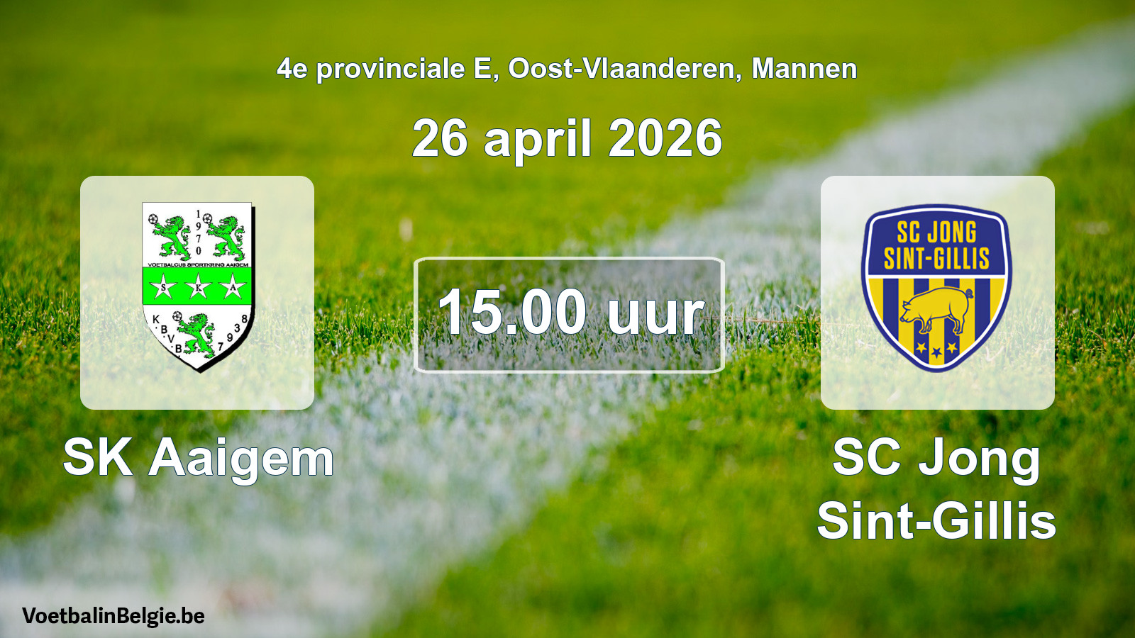 Scheduled match men football: SK Aaigem - SC Jong Sint-Gillis (26 April 2026)