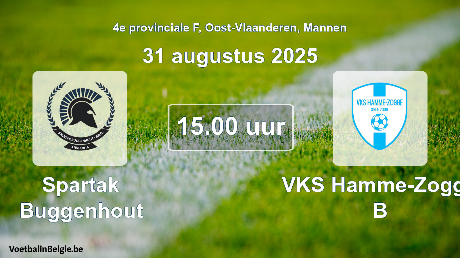 Scheduled match men football: Spartak Buggenhout - VKS Hamme-Zogge B (31 August 2025)