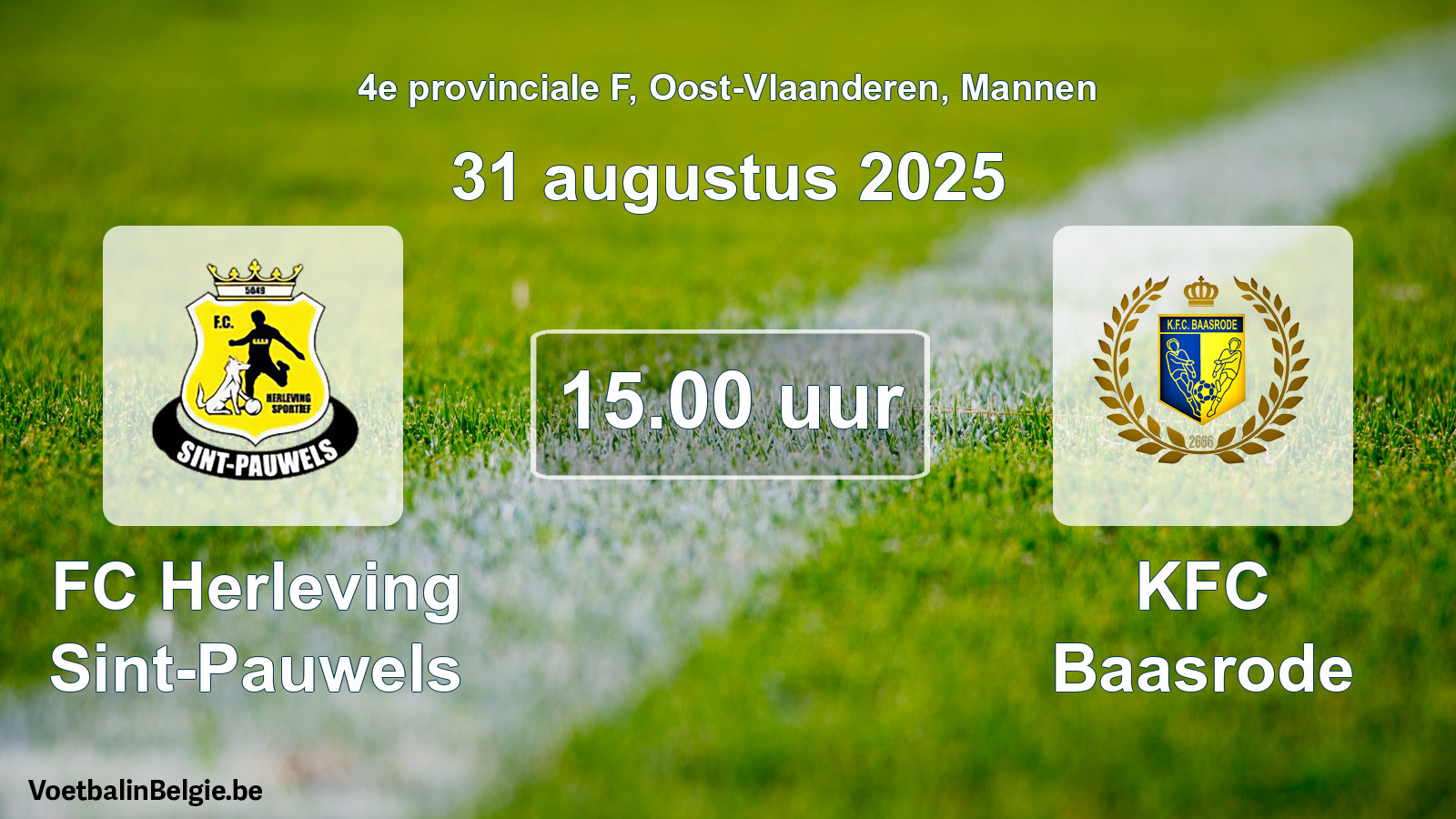 Scheduled match men football: FC Herleving Sint-Pauwels - KFC Baasrode (31 August 2025)