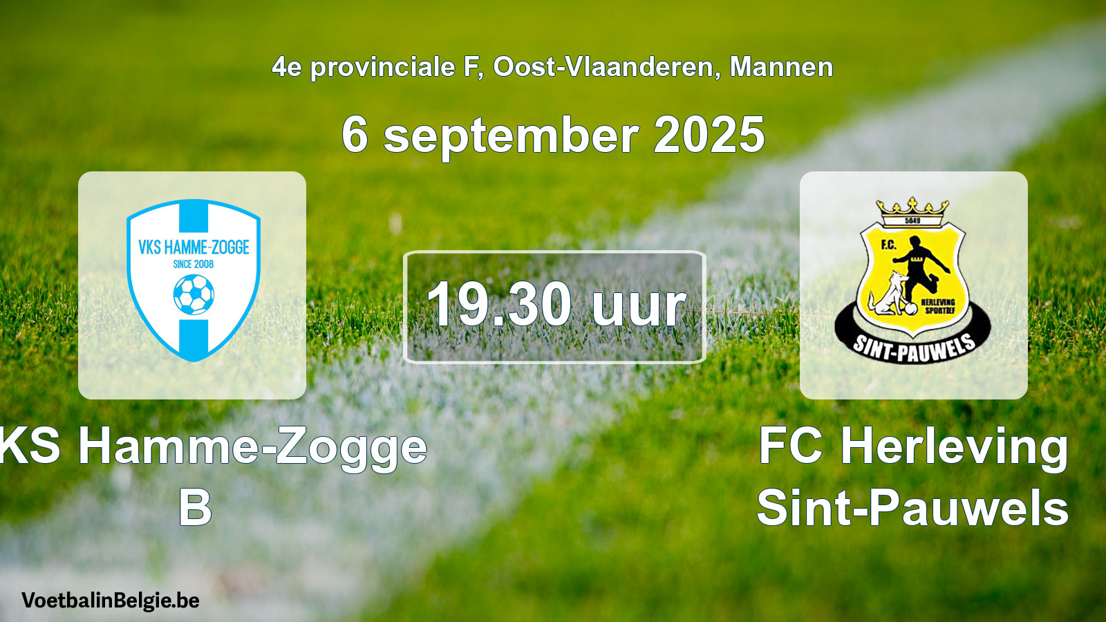 Scheduled match men football: VKS Hamme-Zogge B - FC Herleving Sint-Pauwels (6 September 2025)