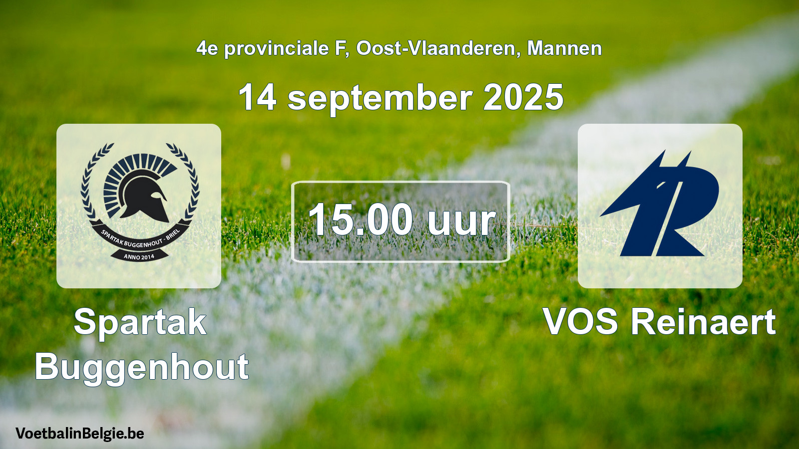 Scheduled match men football: Spartak Buggenhout - VOS Reinaert (14 September 2025)
