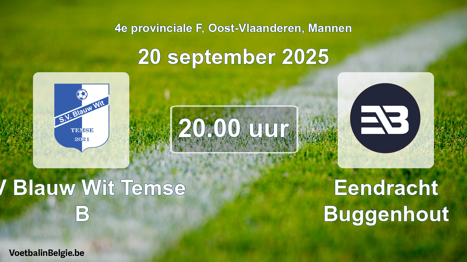 Scheduled match men football: SV Blauw Wit Temse B - Eendracht Buggenhout (20 September 2025)