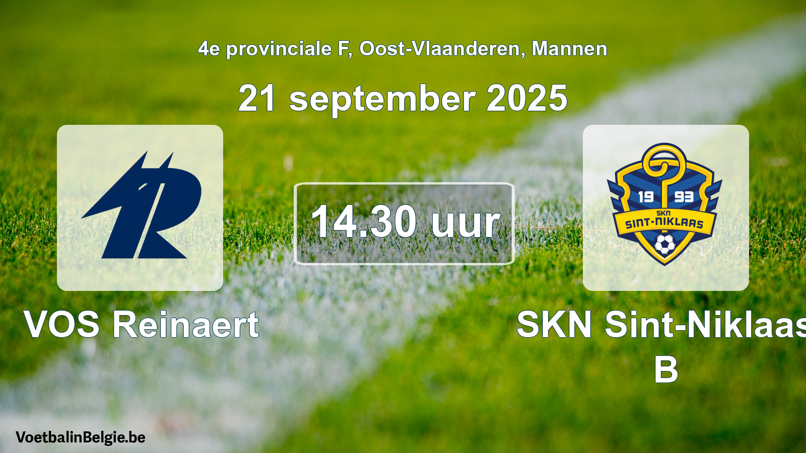 Scheduled match men football: VOS Reinaert - SKN Sint-Niklaas B (21 September 2025)