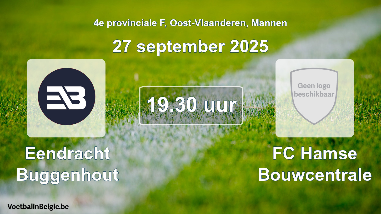 Scheduled match men football: Eendracht Buggenhout - FC Hamse Bouwcentrale (27 September 2025)