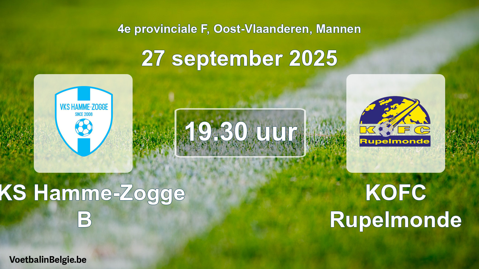Scheduled match men football: VKS Hamme-Zogge B - KOFC Rupelmonde (27 September 2025)
