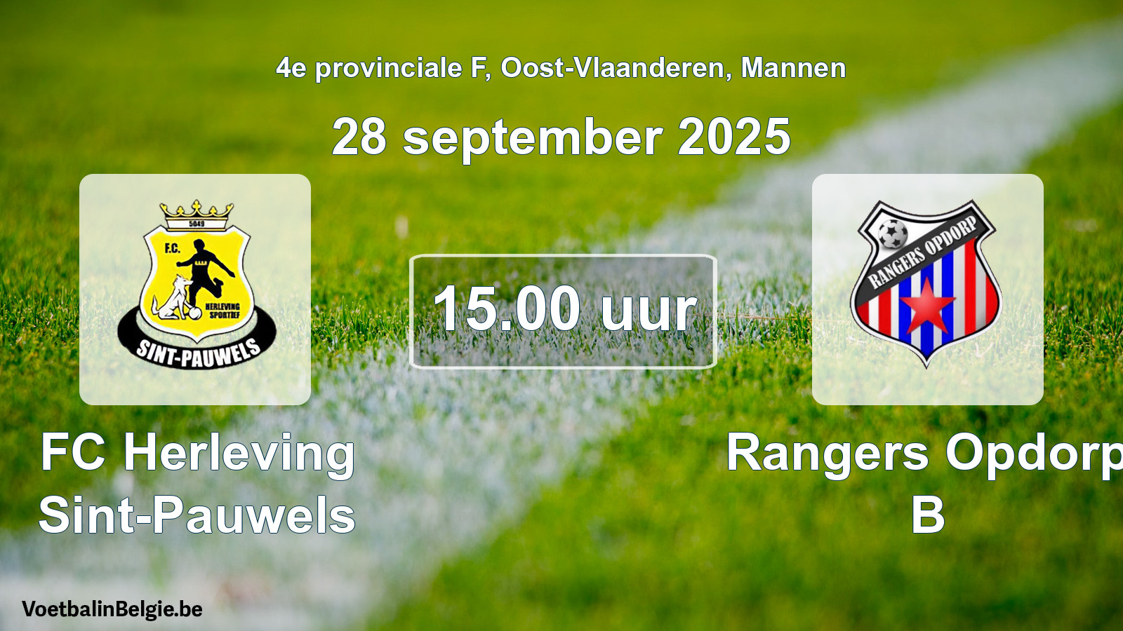 Scheduled match men football: FC Herleving Sint-Pauwels - Rangers Opdorp B (28 September 2025)