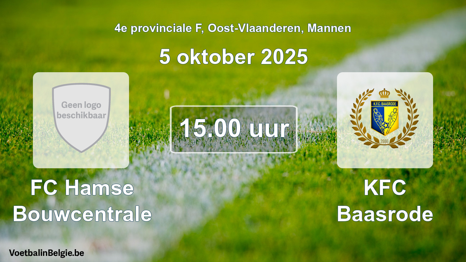 Scheduled match men football: FC Hamse Bouwcentrale - KFC Baasrode (5 October 2025)