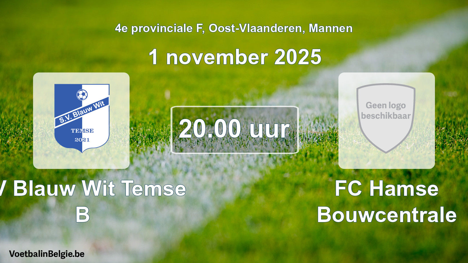 Scheduled match men football: SV Blauw Wit Temse B - FC Hamse Bouwcentrale (1 November 2025)
