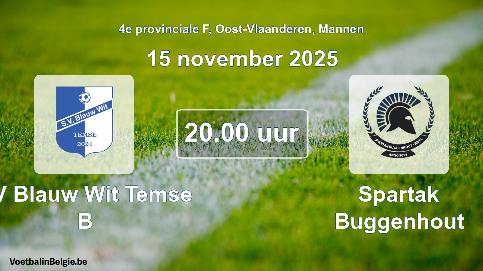 Scheduled match men football: SV Blauw Wit Temse B - Spartak Buggenhout (15 November 2025)