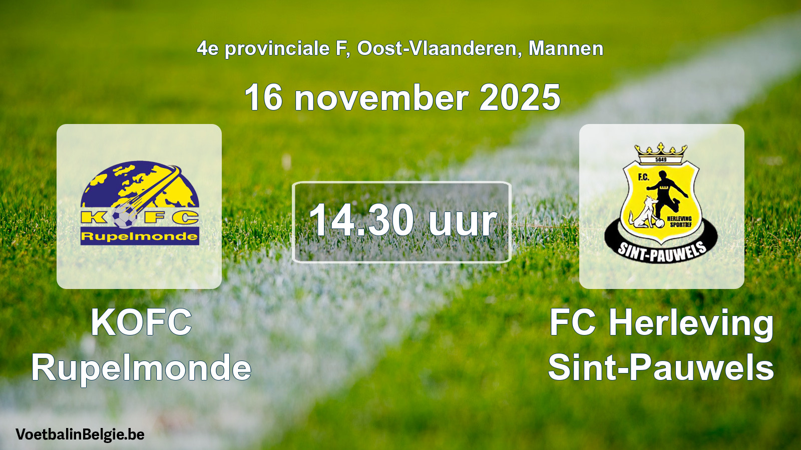 Scheduled match men football: KOFC Rupelmonde - FC Herleving Sint-Pauwels (16 November 2025)