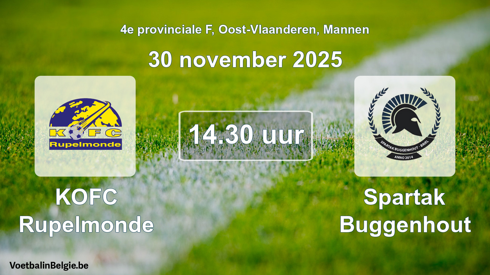 Scheduled match men football: KOFC Rupelmonde - Spartak Buggenhout (30 November 2025)