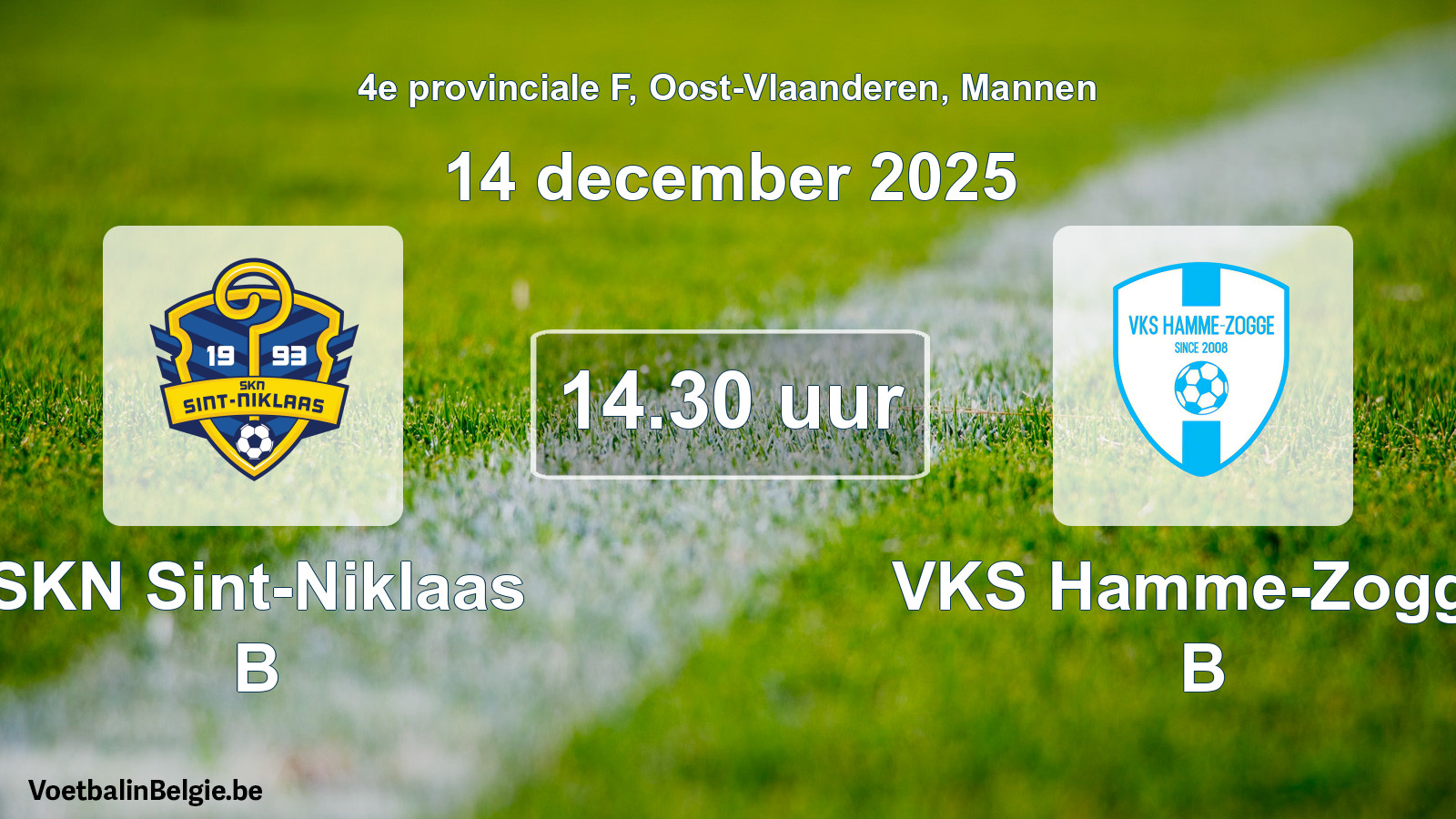 Geplande wedstrijd mannenvoetbal: SKN Sint-Niklaas B - VKS Hamme-Zogge B (14 december 2025)