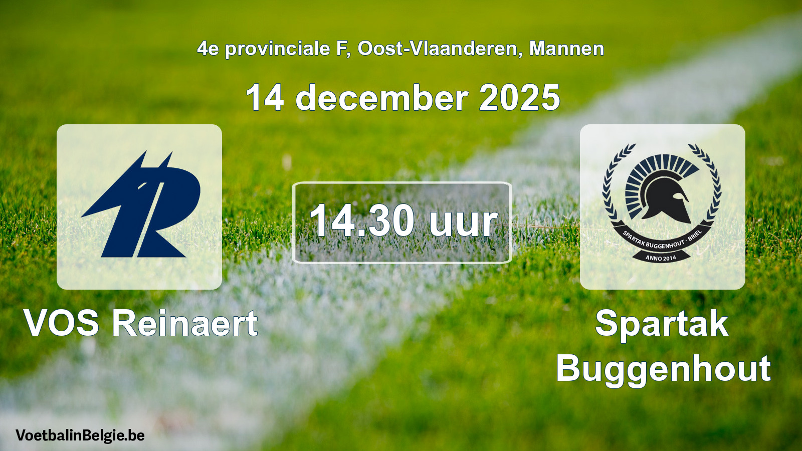 Geplande wedstrijd mannenvoetbal: VOS Reinaert - Spartak Buggenhout (14 december 2025)