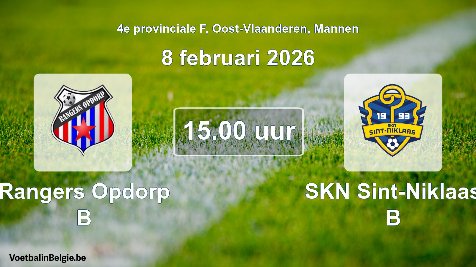 Scheduled match men football: Rangers Opdorp B - SKN Sint-Niklaas B (8 February 2026)